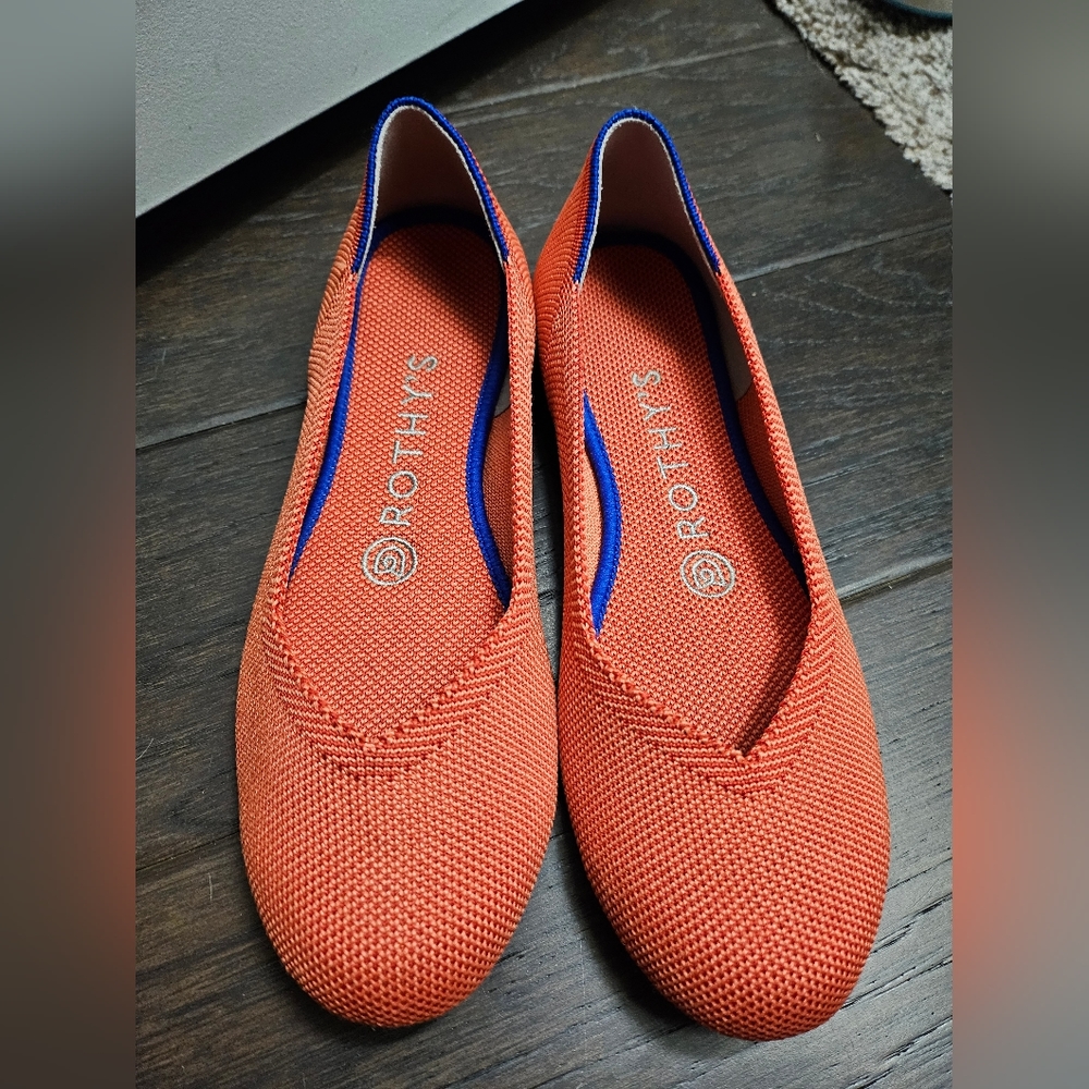 Rothy's Persimmon Marina Heel Stripe Flats